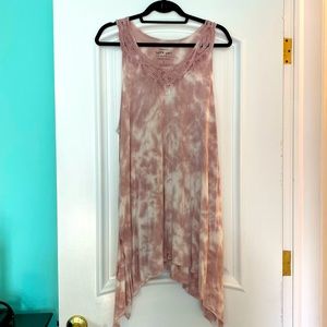 Tie Dye Top with Crochet Neckline
